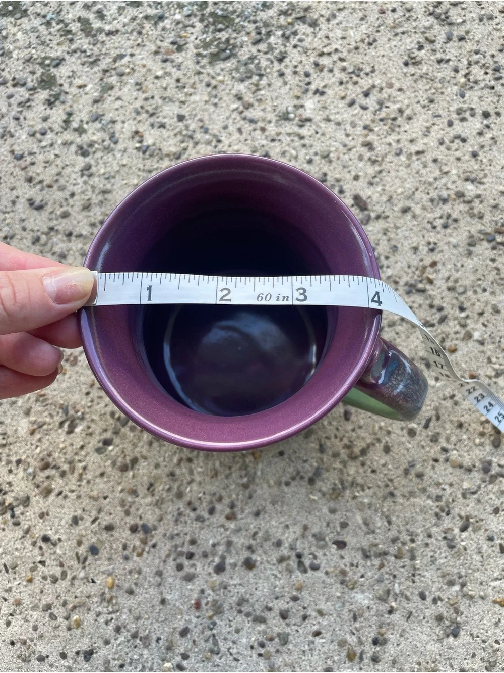 Handmade Ceramic Mug in Green, Blue & Plum